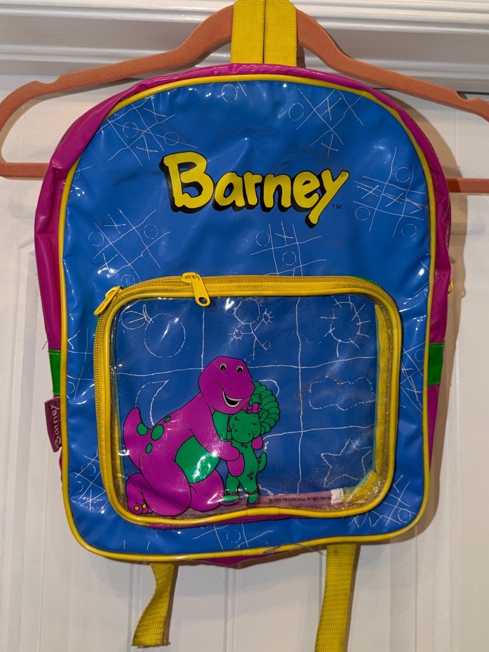 Rare/Vintage - Barney 1997 Back Pack clear plastic The Lyons Group